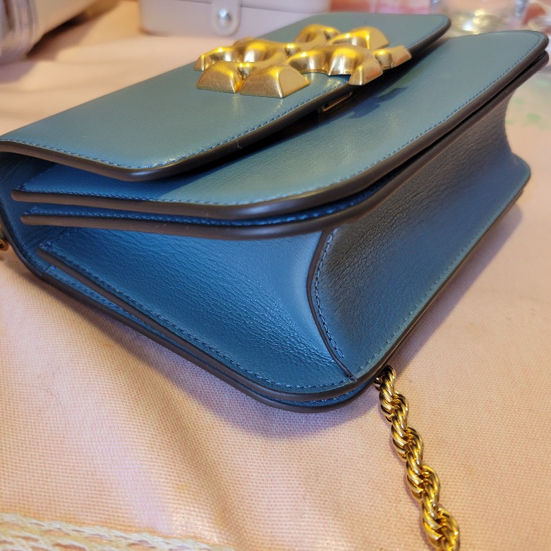 TORY BURCH Eleanor 專櫃款金磚灰藍色-14