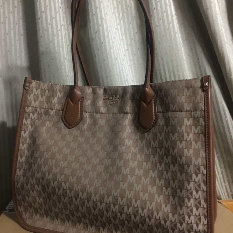 大棕色堤花布托特包-3