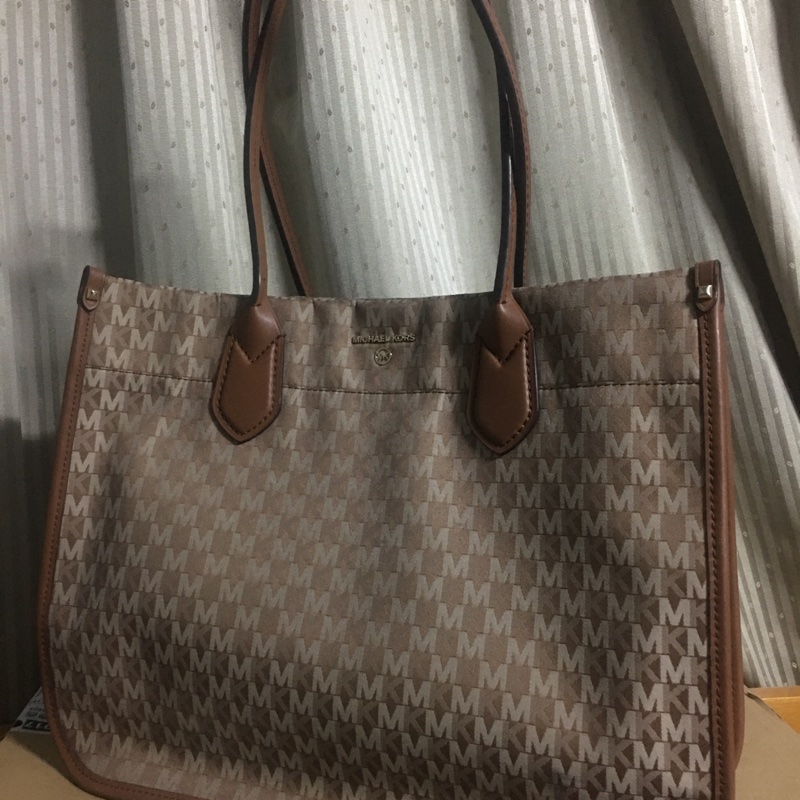 大棕色堤花布托特包-5