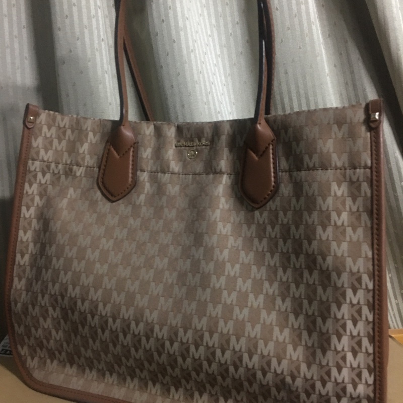 大棕色堤花布托特包-7