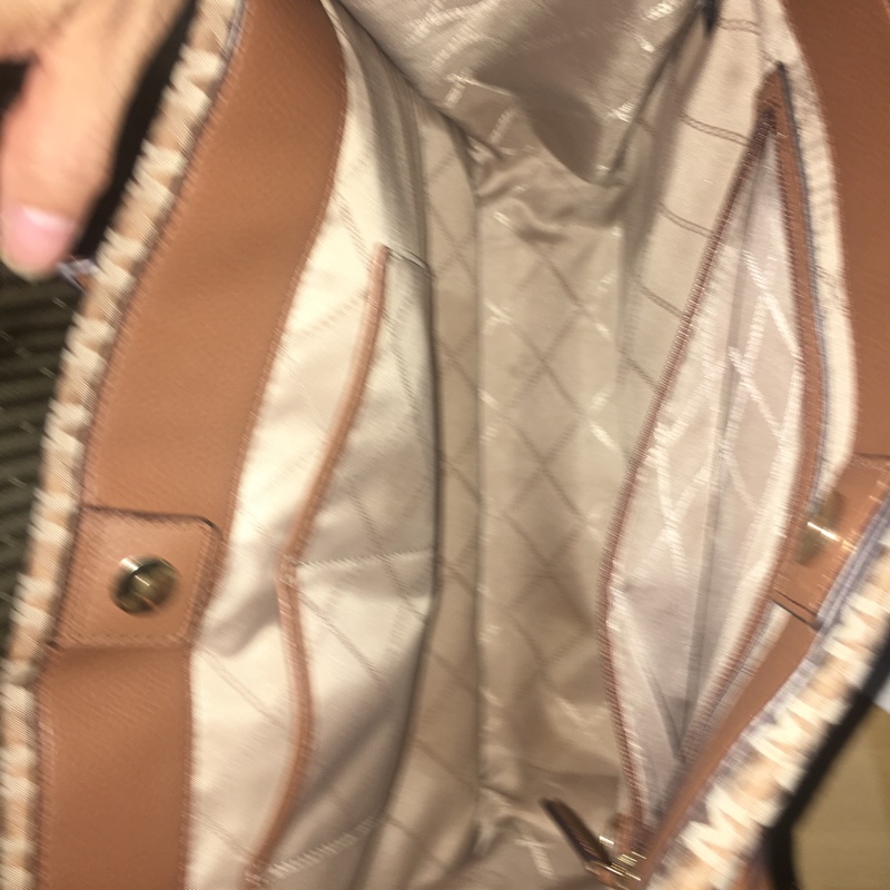 大棕色堤花布托特包-10