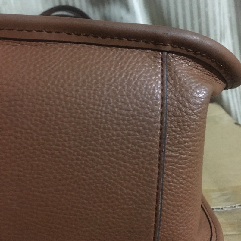 大棕色堤花布托特包-11
