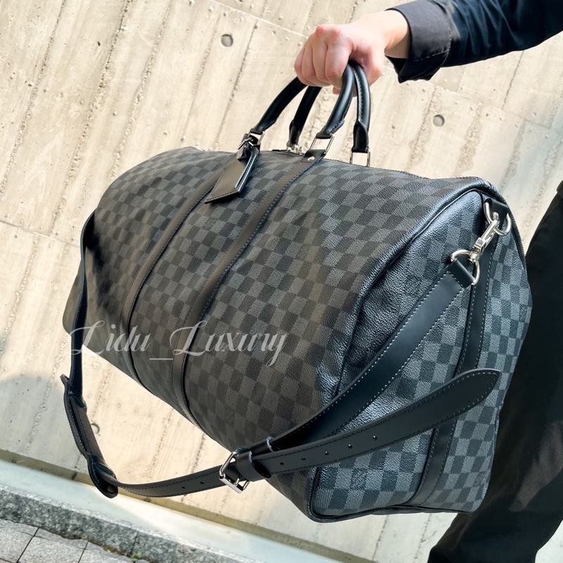 LV 路易威登 N41413 KEEPALL 黑灰格紋 55cm 二用包 旅行袋 LV包 行李袋 隨身登機-2