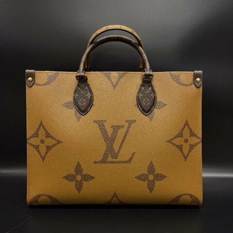 Louis Vuitton LV 字紋雙拼色ONTHEGO 中款 二用包/肩背包/手提包