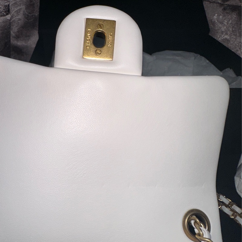 CHANEL 17cm 爆款白色金球方胖子#小金球鏈包#小羊皮、琺瑯-20