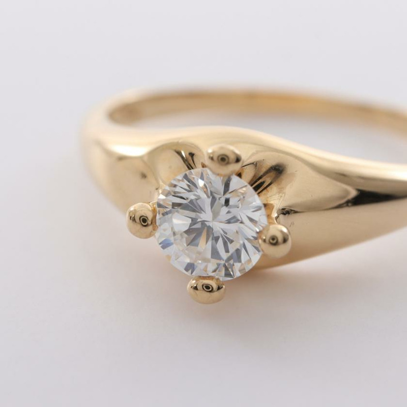【日本直送】 中古BVLGARI[AB]Corona 單鑽 戒指 K18YG 鑽石 金黃色-5
