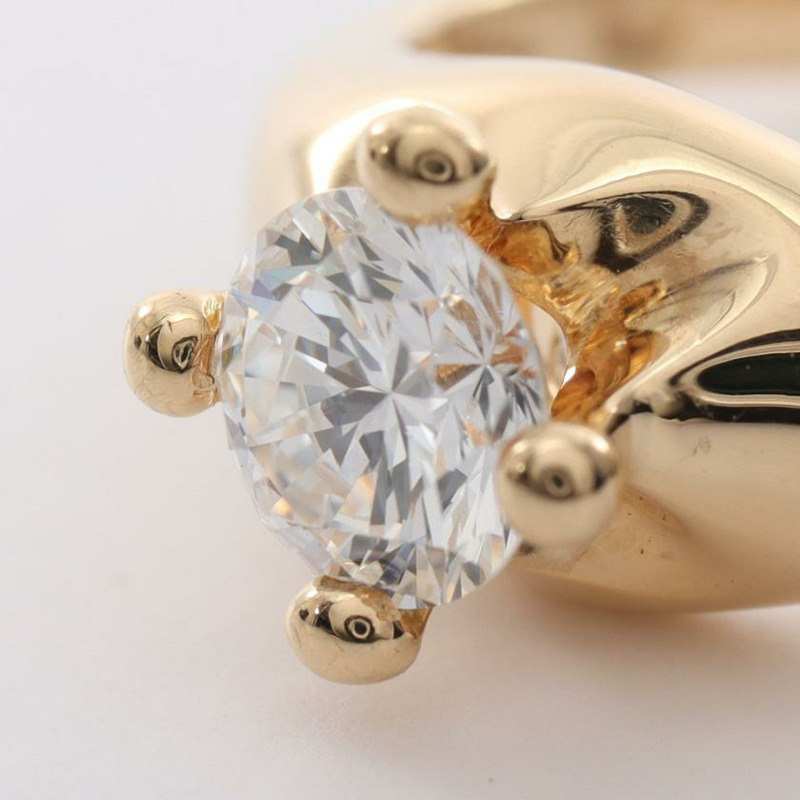 【日本直送】 中古BVLGARI[AB]Corona 單鑽 戒指 K18YG 鑽石 金黃色-7