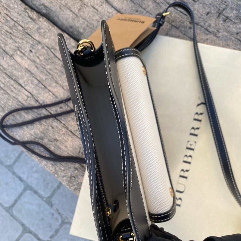全新BURBERRY黑色帆布Pocket迷你口袋手提肩背包-7