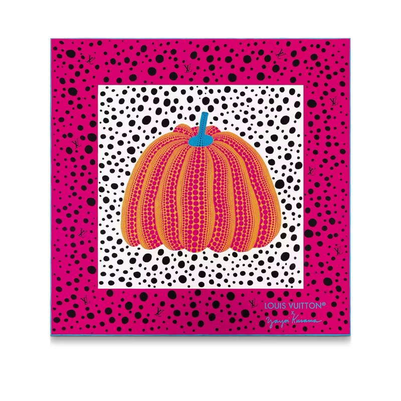 草間彌生Louis Vuitton x Yayoi Kusama紫紅色南瓜絲巾 方巾M78394-0