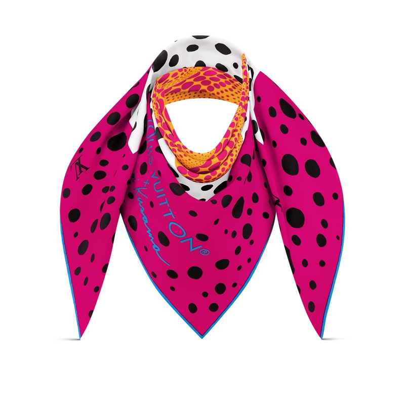 草間彌生Louis Vuitton x Yayoi Kusama紫紅色南瓜絲巾 方巾M78394-3