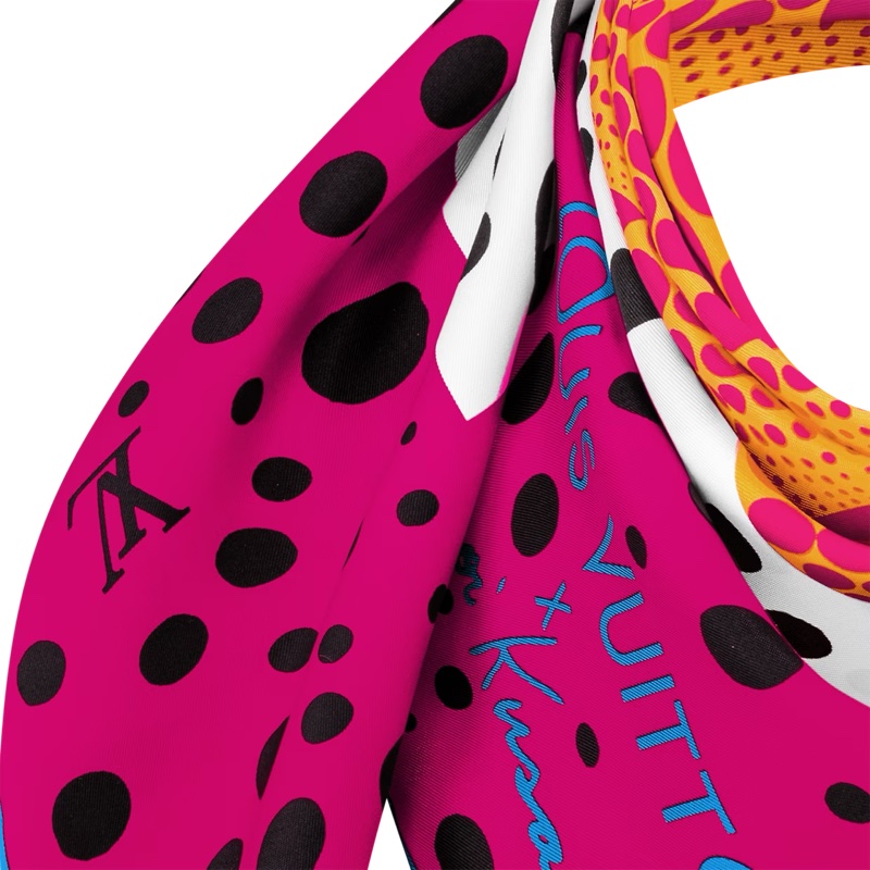 草間彌生Louis Vuitton x Yayoi Kusama紫紅色南瓜絲巾 方巾M78394-4