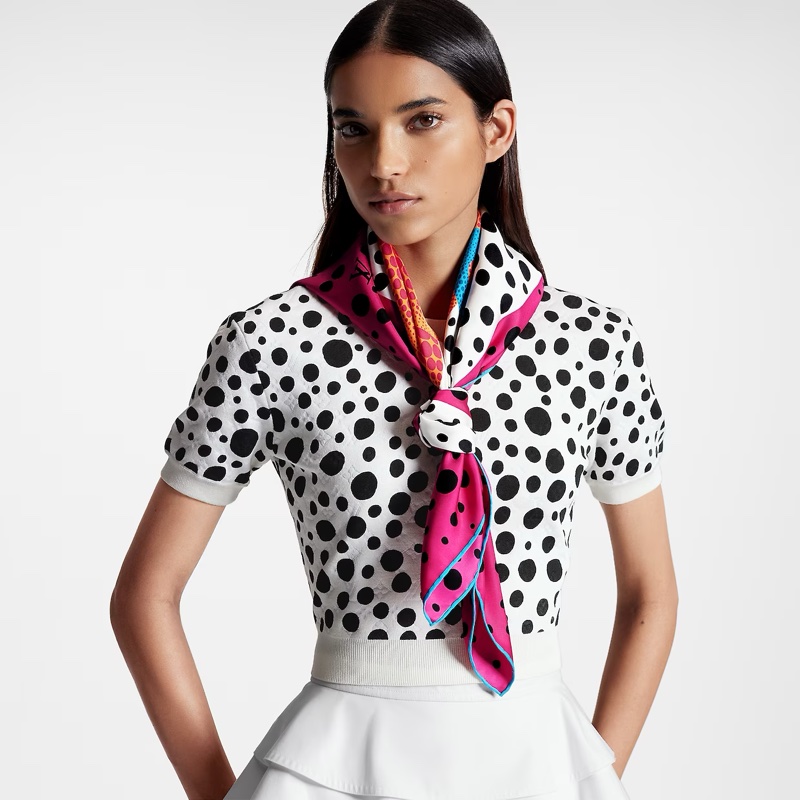 草間彌生Louis Vuitton x Yayoi Kusama紫紅色南瓜絲巾 方巾M78394-6