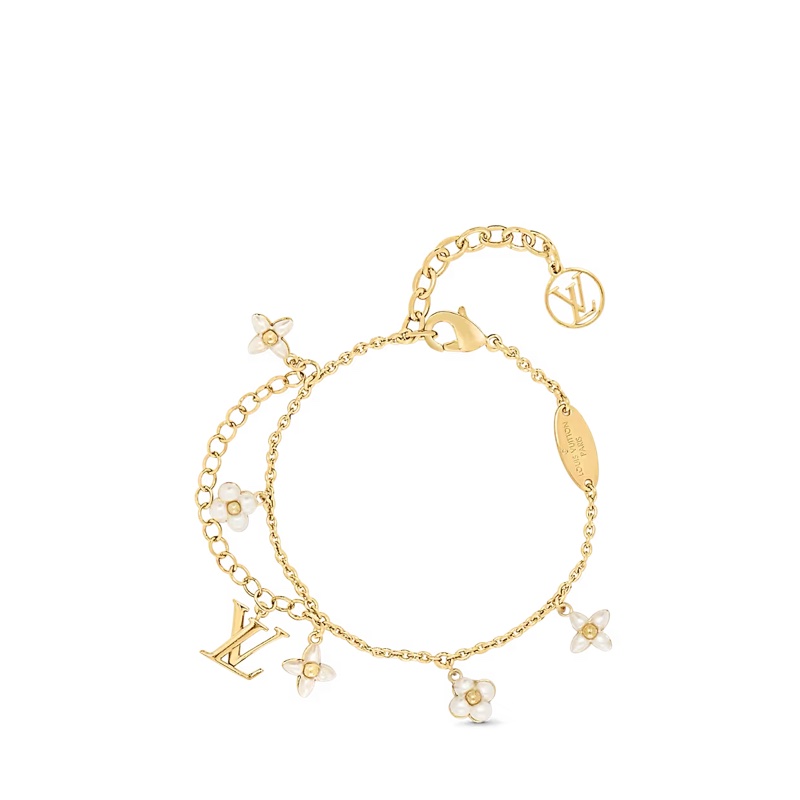 LV m路易威登Floragram 經典Monogram花卉珍珠金色手鍊 手鏈 手環M0940A-0