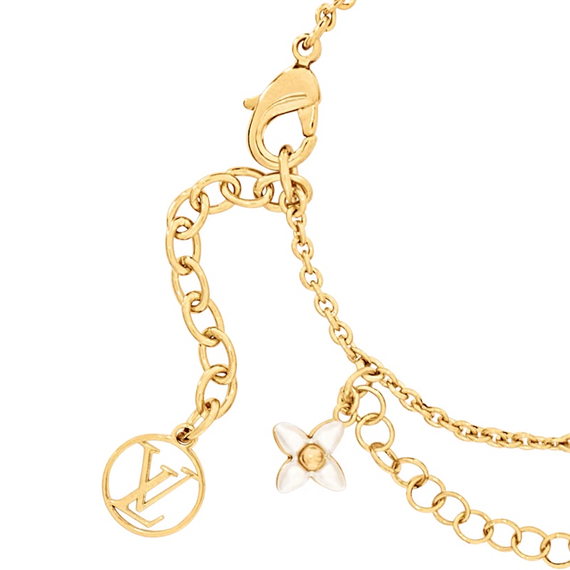 LV m路易威登Floragram 經典Monogram花卉珍珠金色手鍊 手鏈 手環M0940A-1