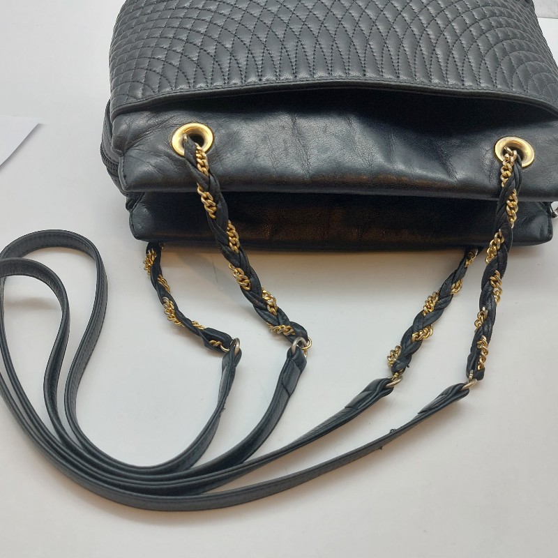 Bally 古董鏈包 菱格紋皮革 黑色 斜背包 .以摩登設計打造備受喜愛的款式.-19