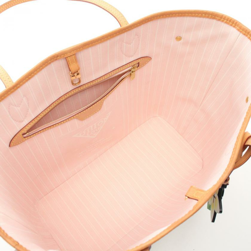 【日本直送】 中古LOUIS VUITTON[B]Neverfull MM 雙 The Pool monogram giant 玫瑰克萊爾 肩包 托特包 PVC 皮革 淺粉色 淡黃色-2