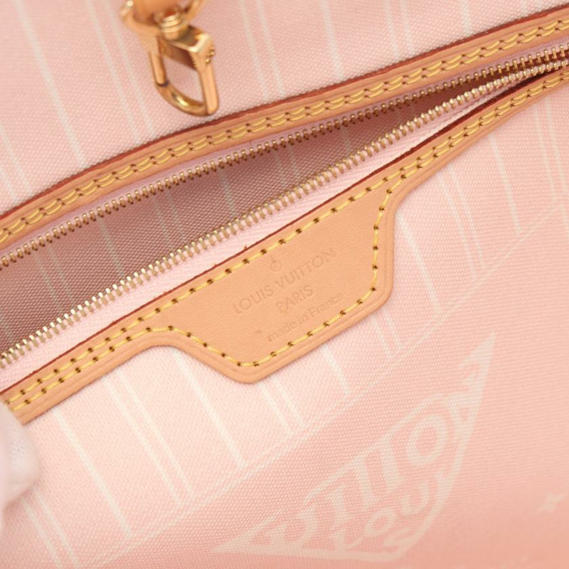 【日本直送】 中古LOUIS VUITTON[B]Neverfull MM 雙 The Pool monogram giant 玫瑰克萊爾 肩包 托特包 PVC 皮革 淺粉色 淡黃色-3