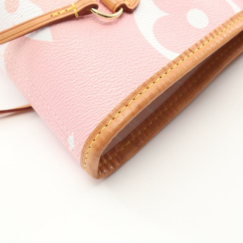 【日本直送】 中古LOUIS VUITTON[B]Neverfull MM 雙 The Pool monogram giant 玫瑰克萊爾 肩包 托特包 PVC 皮革 淺粉色 淡黃色-5