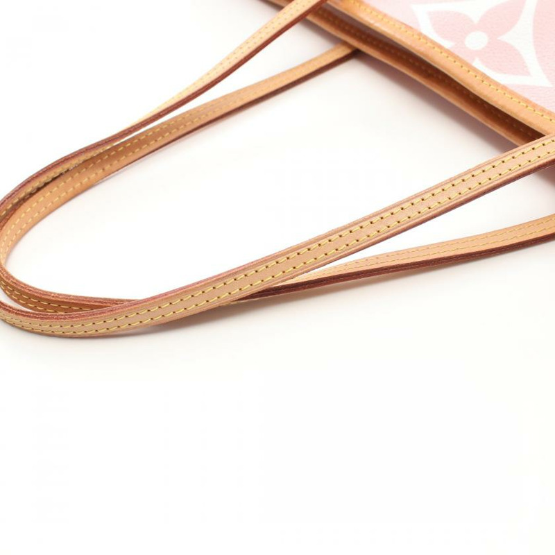 【日本直送】 中古LOUIS VUITTON[B]Neverfull MM 雙 The Pool monogram giant 玫瑰克萊爾 肩包 托特包 PVC 皮革 淺粉色 淡黃色-6