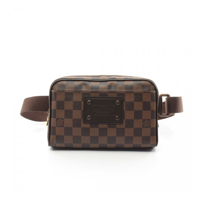 【日本直送】 中古LOUIS VUITTON[B]Bumbag Brooklyn烏黑色棋盤格 隨身包 PVC 皮 棕色-0