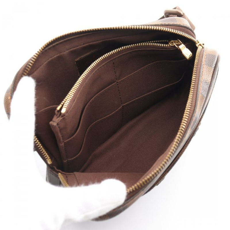 【日本直送】 中古LOUIS VUITTON[B]Bumbag Brooklyn烏黑色棋盤格 隨身包 PVC 皮 棕色-2