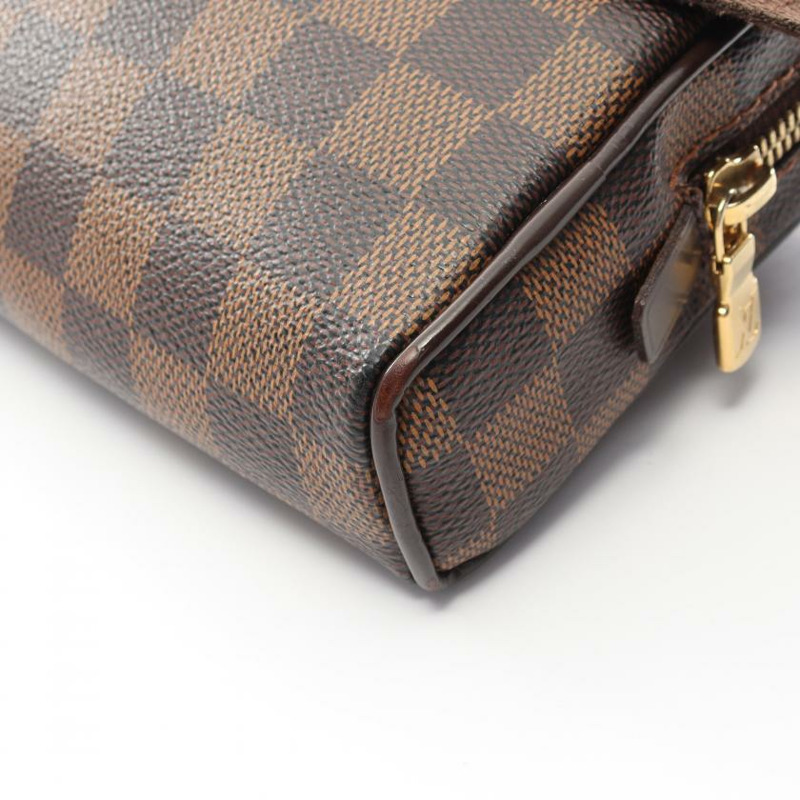 【日本直送】 中古LOUIS VUITTON[B]Bumbag Brooklyn烏黑色棋盤格 隨身包 PVC 皮 棕色-4