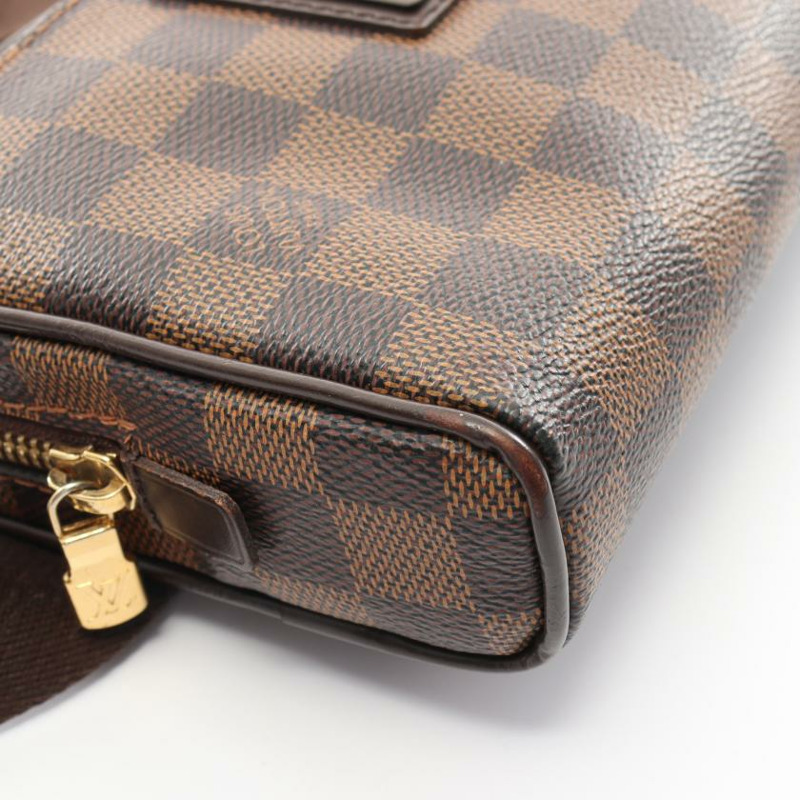 【日本直送】 中古LOUIS VUITTON[B]Bumbag Brooklyn烏黑色棋盤格 隨身包 PVC 皮 棕色-5