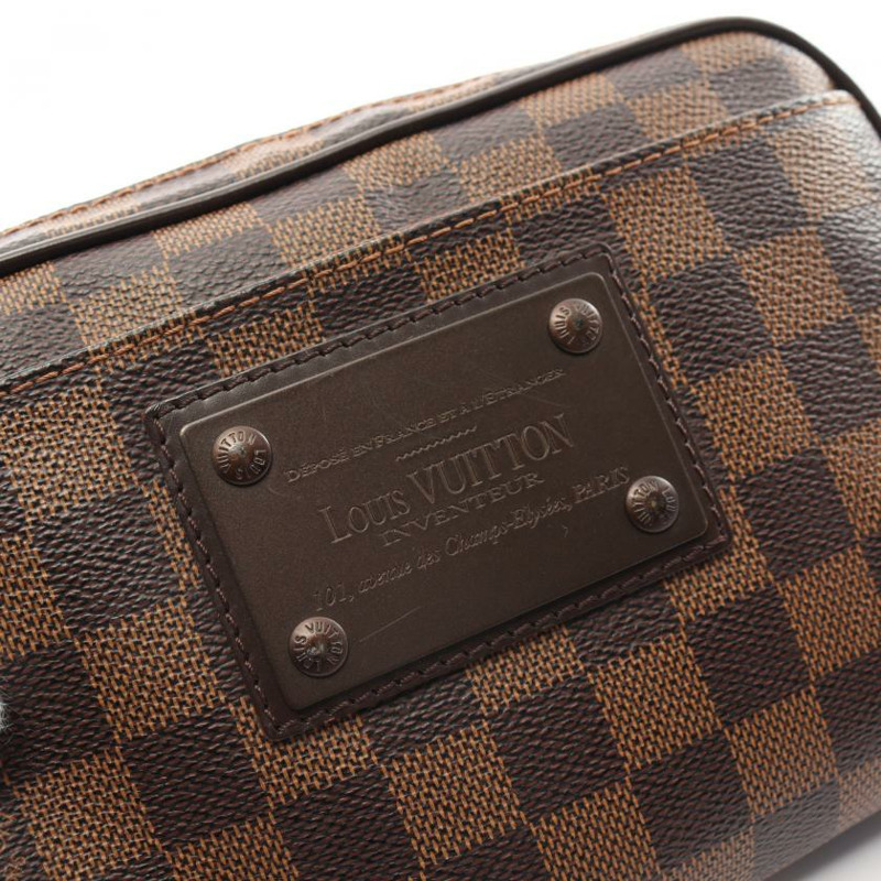 【日本直送】 中古LOUIS VUITTON[B]Bumbag Brooklyn烏黑色棋盤格 隨身包 PVC 皮 棕色-6