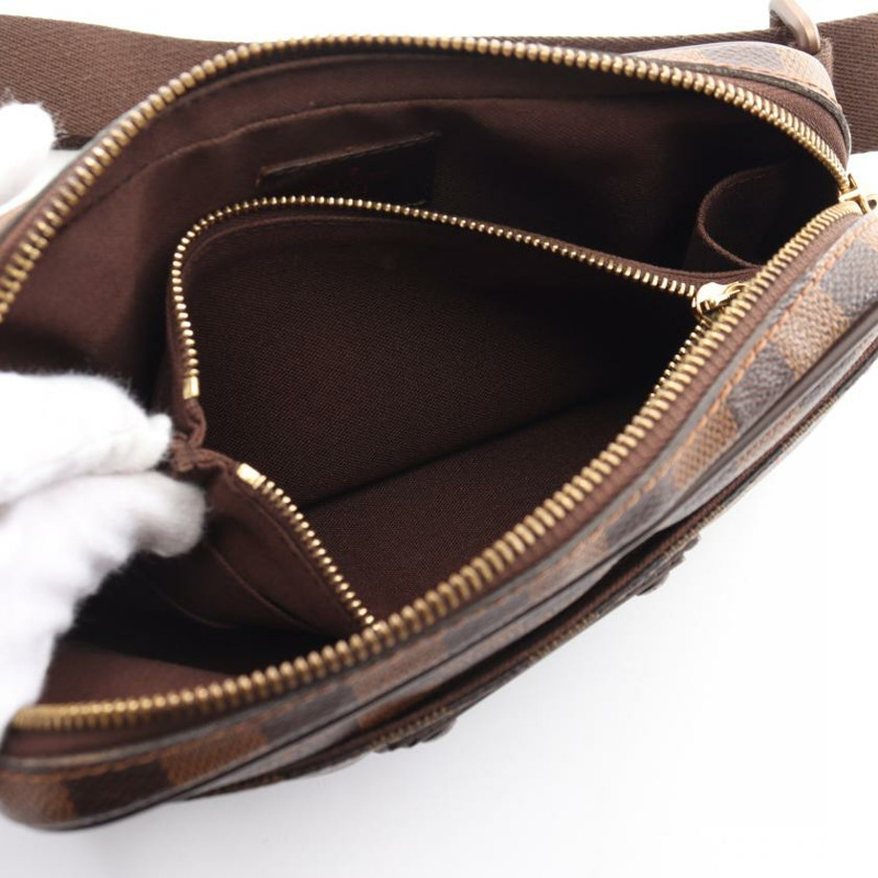 【日本直送】 中古LOUIS VUITTON[B]Bumbag Brooklyn烏黑色棋盤格 隨身包 PVC 皮 棕色-8