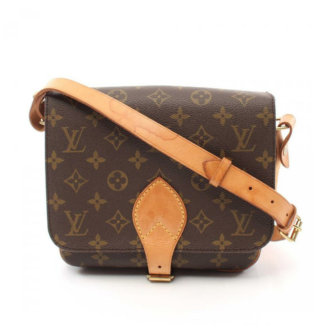 【日本直送】 中古LOUIS VUITTON[B]Cartouchiere MM   老花肩包 PVC 真皮 棕色