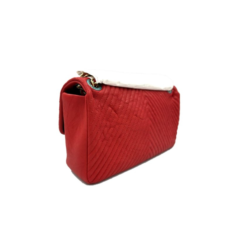 CHANEL 經典V紋口蓋包 CF25 - 紅金-1