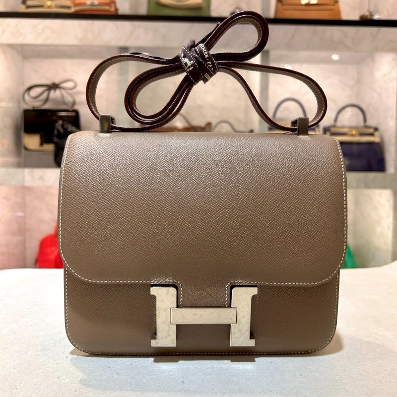 HERMES 康康24CM/大象灰銀釦/EPSOM-0