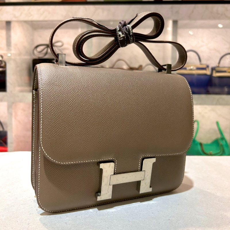 HERMES 康康24CM/大象灰銀釦/EPSOM-1