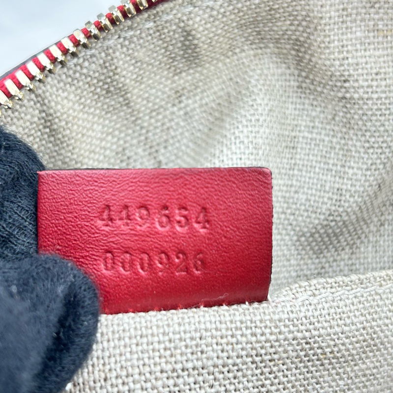 GUCCI 經典Guccissima壓紋LOGO手提/斜背迷你兩用包(紅色)  😁😁超甜👉物超所值-5