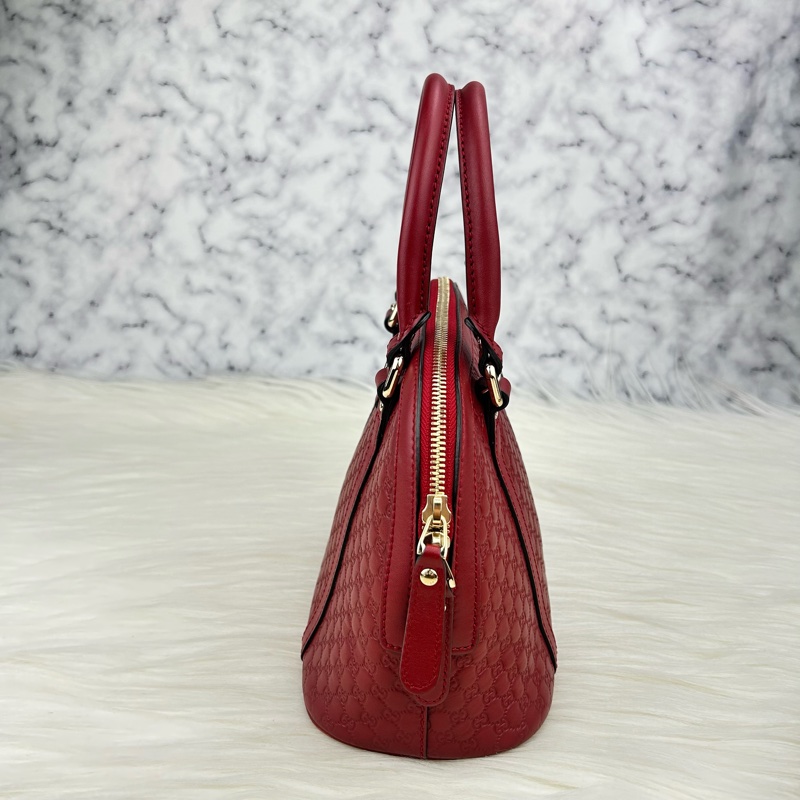 GUCCI 經典Guccissima壓紋LOGO手提/斜背迷你兩用包(紅色)  😁😁超甜👉物超所值-10