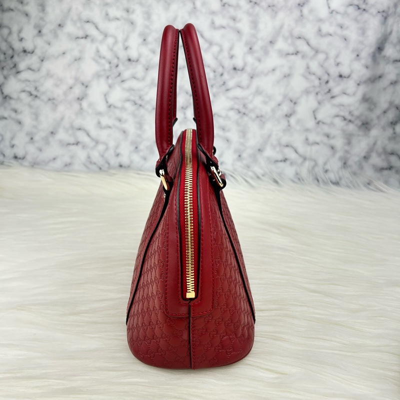 GUCCI 經典Guccissima壓紋LOGO手提/斜背迷你兩用包(紅色)  😁😁超甜👉物超所值-11