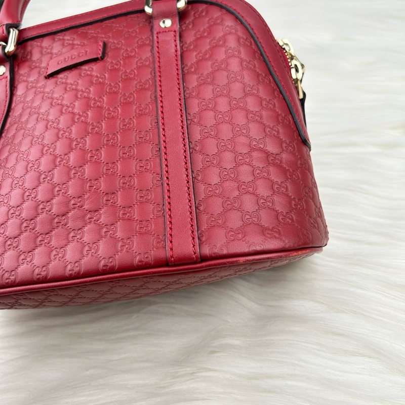 GUCCI 經典Guccissima壓紋LOGO手提/斜背迷你兩用包(紅色)  😁😁超甜👉物超所值-12