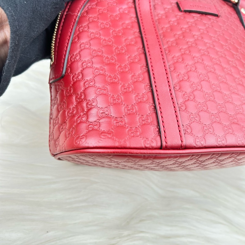 GUCCI 經典Guccissima壓紋LOGO手提/斜背迷你兩用包(紅色)  😁😁超甜👉物超所值-13