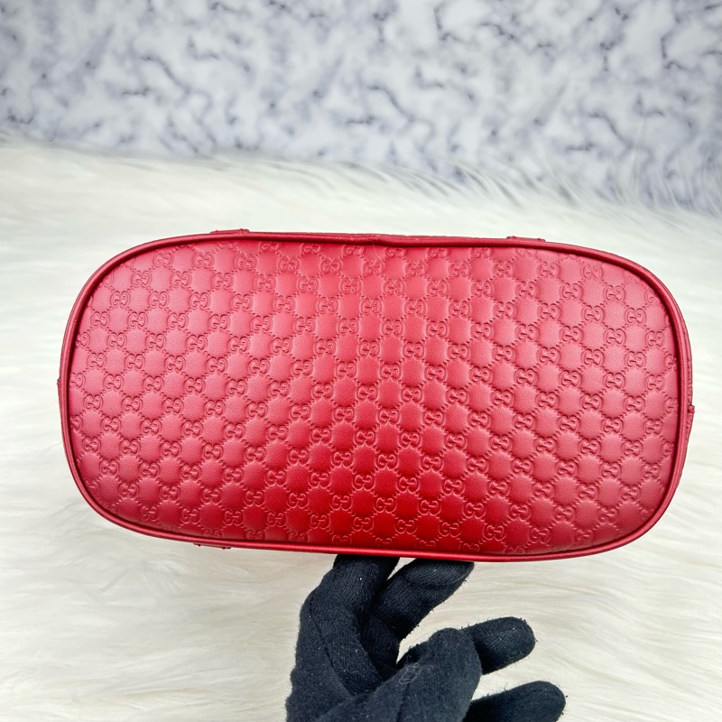 GUCCI 經典Guccissima壓紋LOGO手提/斜背迷你兩用包(紅色)  😁😁超甜👉物超所值-16