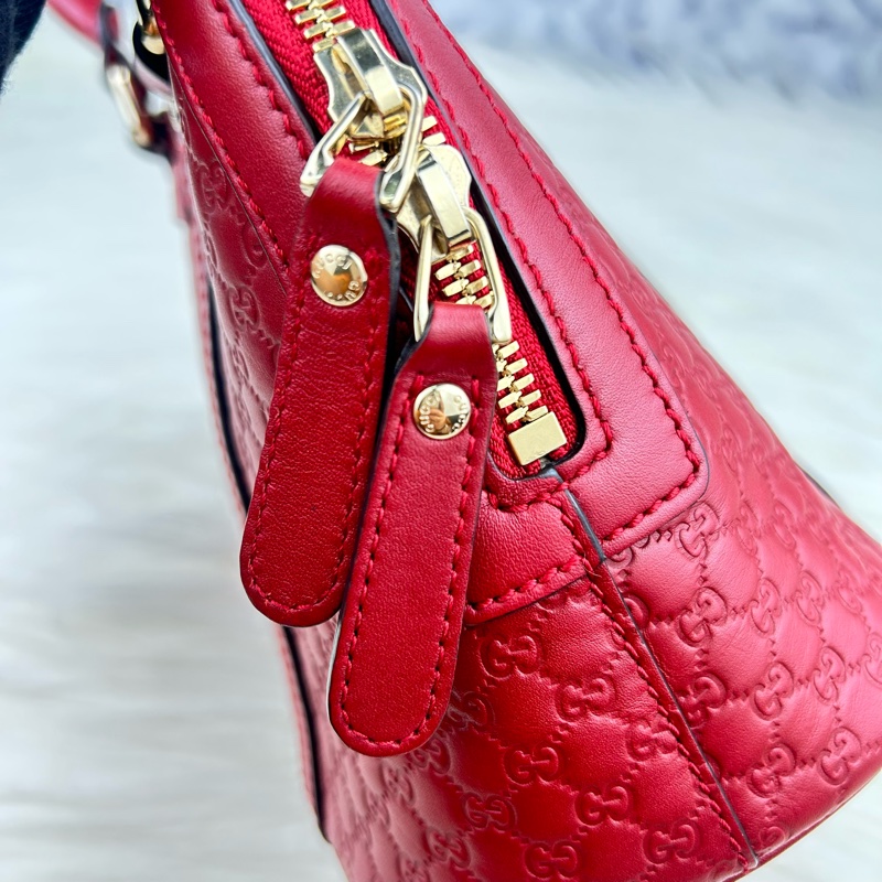 GUCCI 經典Guccissima壓紋LOGO手提/斜背迷你兩用包(紅色)  😁😁超甜👉物超所值-17