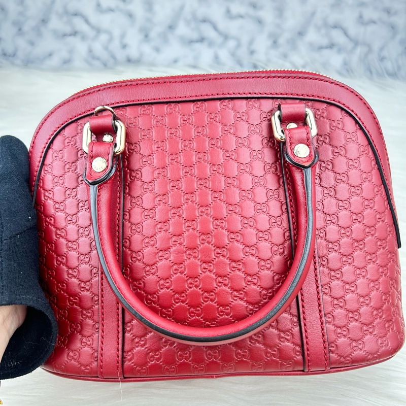 GUCCI 經典Guccissima壓紋LOGO手提/斜背迷你兩用包(紅色)  😁😁超甜👉物超所值-18
