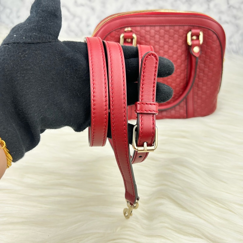 GUCCI 經典Guccissima壓紋LOGO手提/斜背迷你兩用包(紅色)  😁😁超甜👉物超所值-24