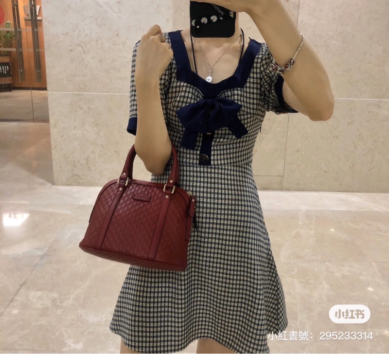 GUCCI 經典Guccissima壓紋LOGO手提/斜背迷你兩用包(紅色)  😁😁超甜👉物超所值-28