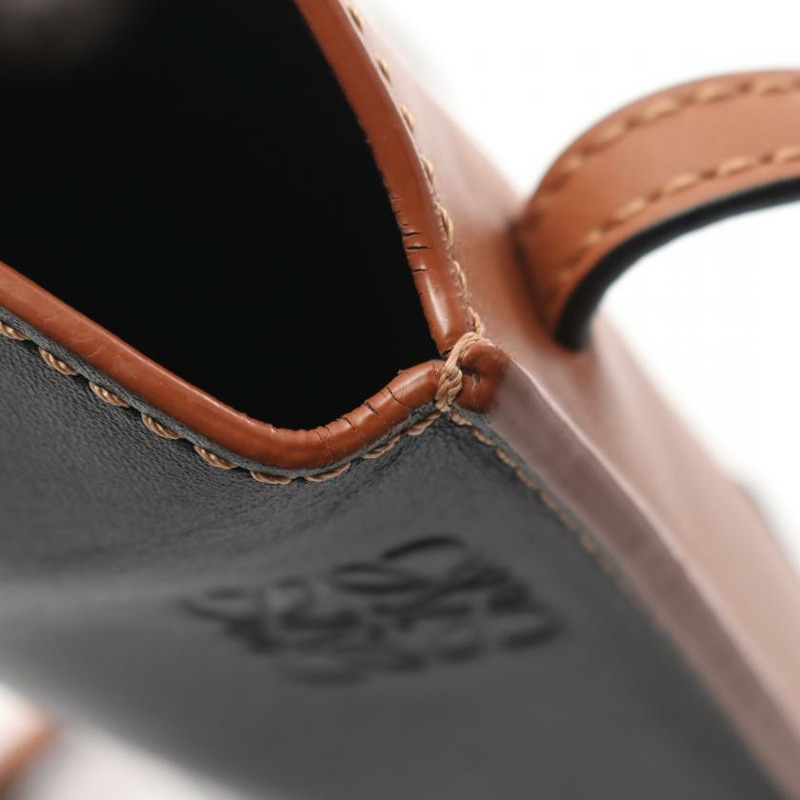 【日本直送】 中古LOEWE[B]GATE POCKET 真皮肩包 黑色 棕色-4