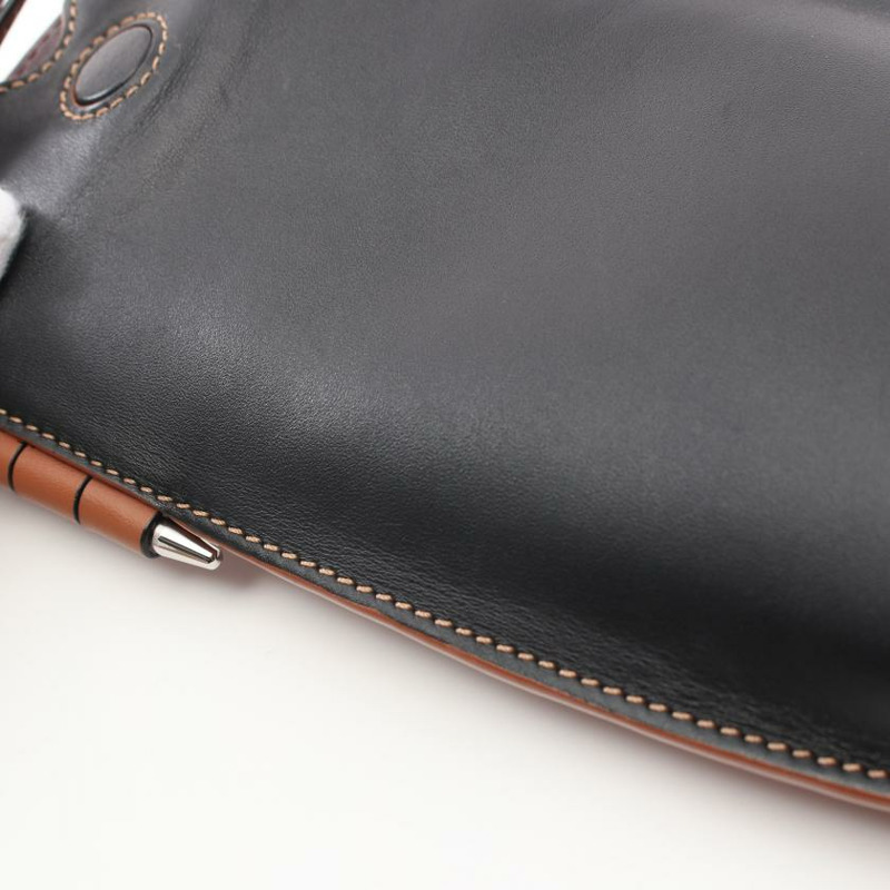 【日本直送】 中古LOEWE[B]GATE POCKET 真皮肩包 黑色 棕色-6
