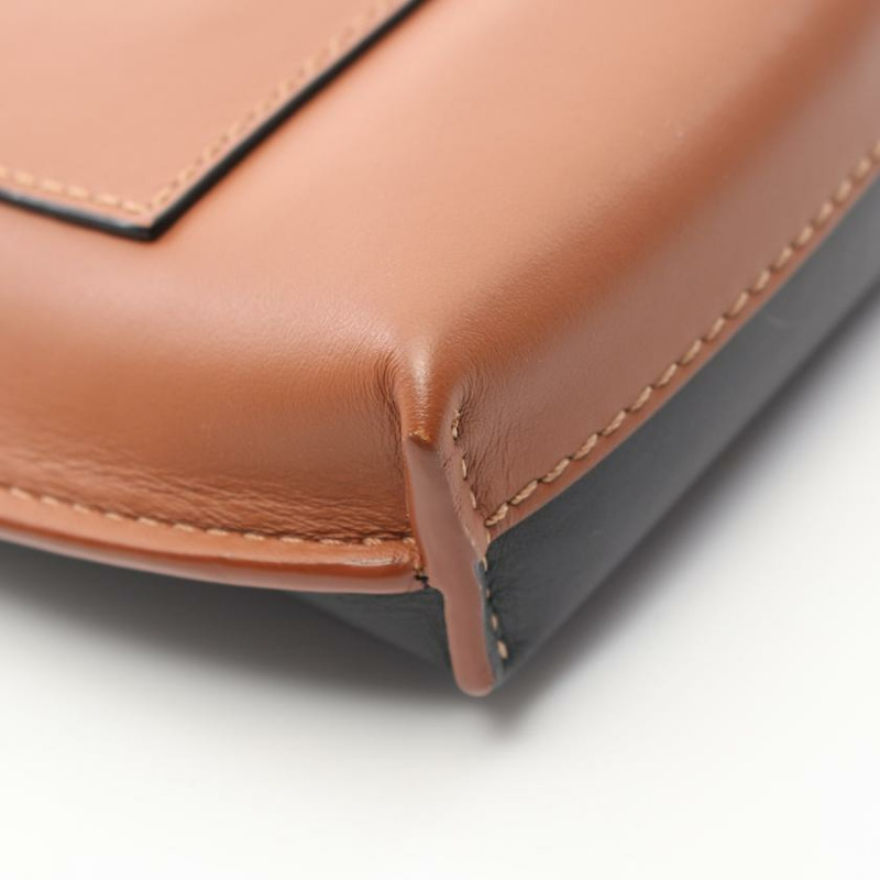 【日本直送】 中古LOEWE[B]GATE POCKET 真皮肩包 黑色 棕色-7