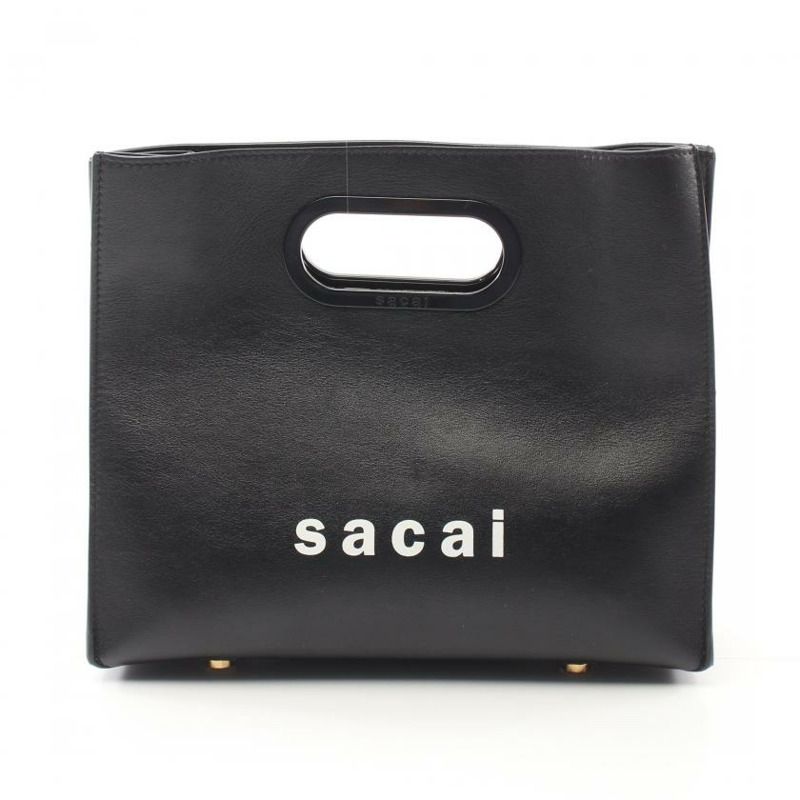 【日本直送】 中古Sacai[AB]手包 logo 皮革 黑色-0