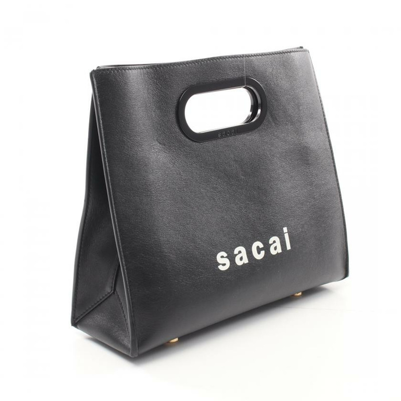 【日本直送】 中古Sacai[AB]手包 logo 皮革 黑色-1
