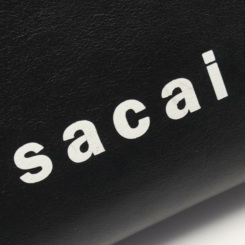 【日本直送】 中古Sacai[AB]手包 logo 皮革 黑色-5