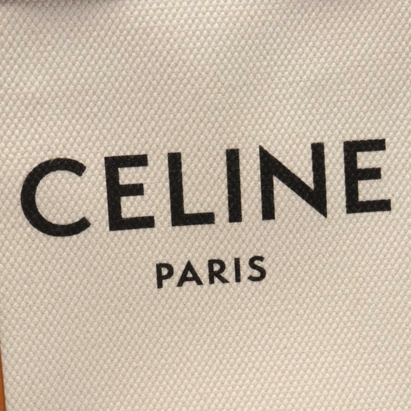 【日本直送】 中古CELINE[AB]迷你 vertical cabas 帆布手提包 真皮 象牙白 淺棕色 兩用款-3